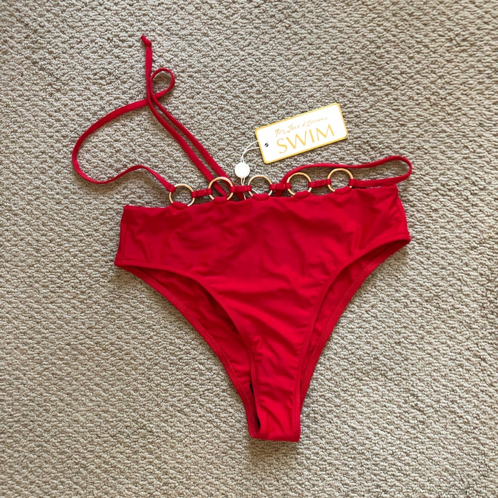 NWT Mallorca High Waist Ring Swim Bottoms